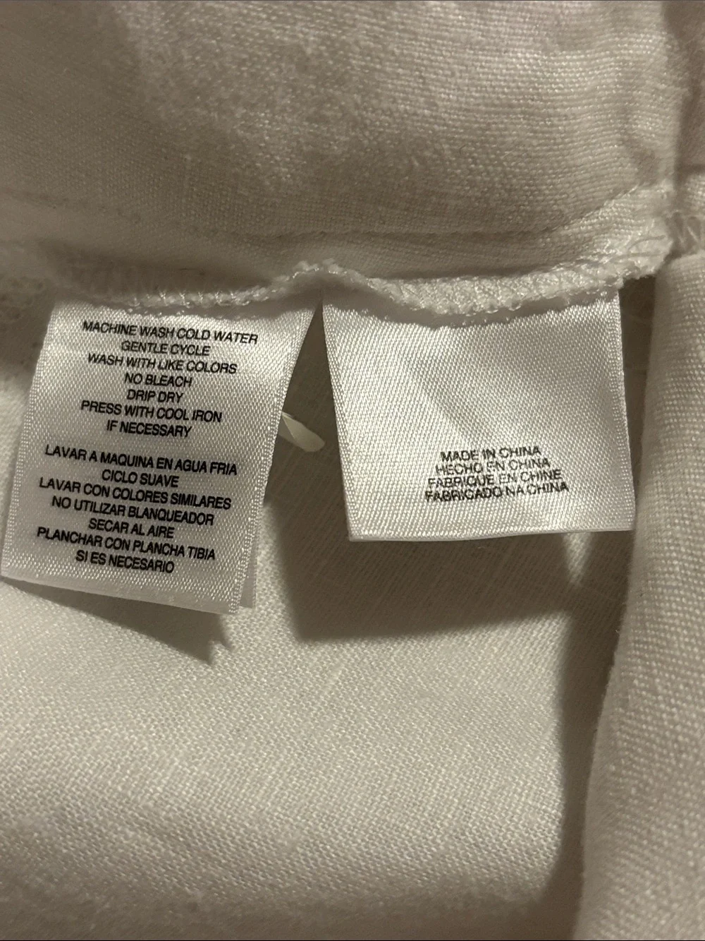 Jones New York White Drawstring 100% Linen Wide Leg ankle length